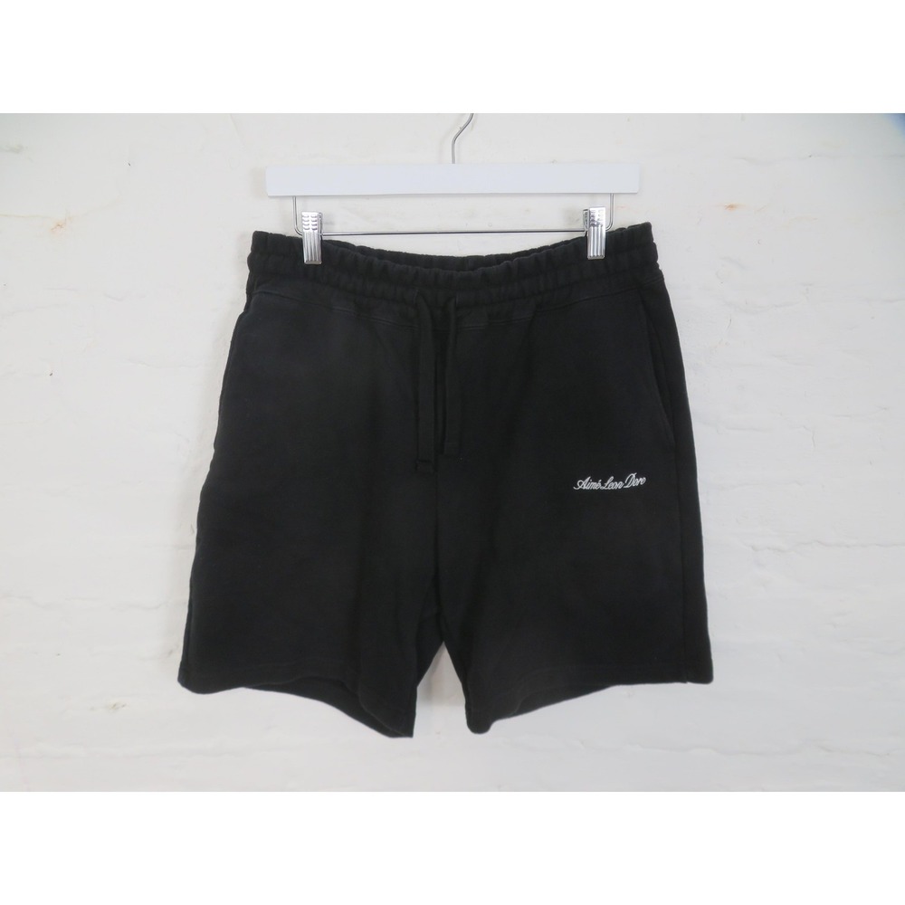 Aime Leon Dore Sweat Shorts Mens Medium Black Fleece 8" Inseam Drawstring Logo